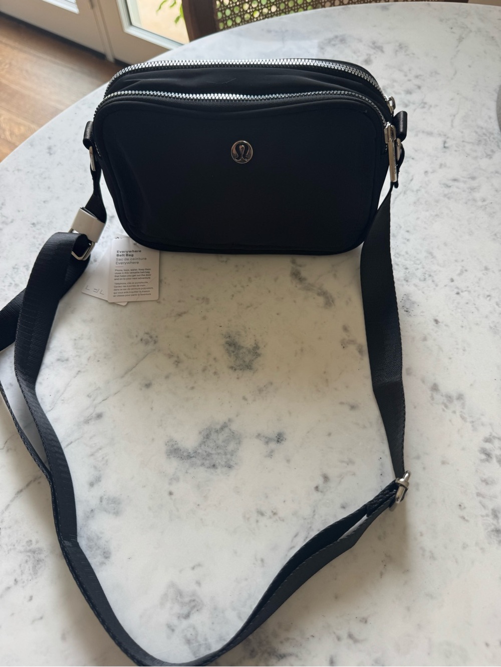 New Lululemon athletic Black Double-Zip Crossbody Bag